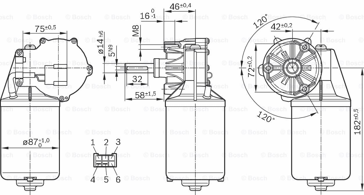 Torkarmotor Bosch 24V 62.8W 1